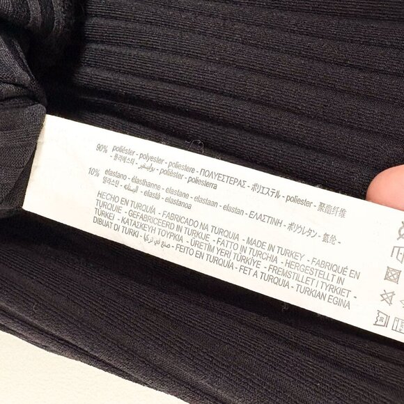 ZARA Button Front Ribbed Bodycon Midi Dress Frill Sleeve Black Size Small - Picture 4 of 5